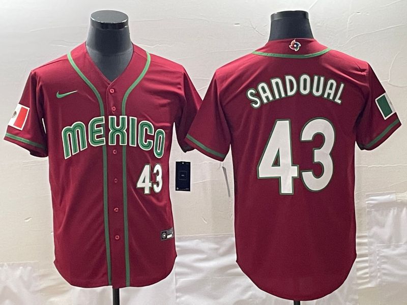 Men 2023 World Cub Mexico #43 Sandoual Red Nike MLB Jersey3->more jerseys->MLB Jersey